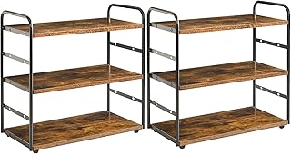 IBUYKE Set of 2 3-Tier Bathroom Counter Organizer, Tray Countertop Storage Shelf, Kitchen Spice Rack Standing, Counter Standing Rack Cosmetic Holder, Rustic Brown TWJ001H-2