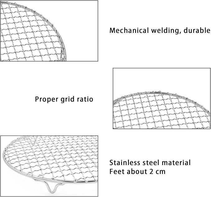 Barbecue Grill Net,BBQ Net for Grilling,Multi-Purpose SUS304 BBQ Grill Mesh, Round Barbecue Wire Rack,BBQ Grate/Steam Mesh for Outdoor Barbeque Camping Charbroil Backyards