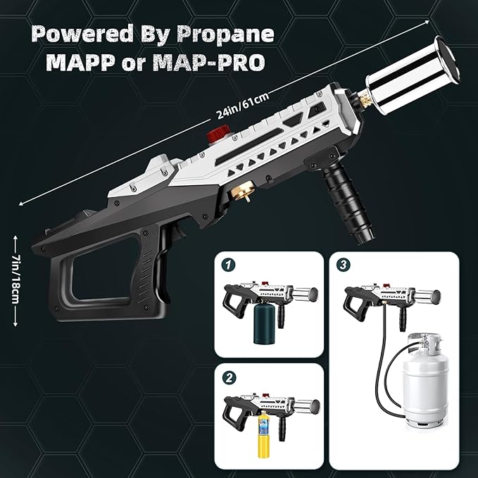 ARTFLAMM Propane Torch Gun, Powerful Cooking Grill Torch Gun, Adjustable Flamethrower Multi Use Blow Torch for BBQ, Campfire, Charcoal Wood Grills Lighter(Tank Not Included)