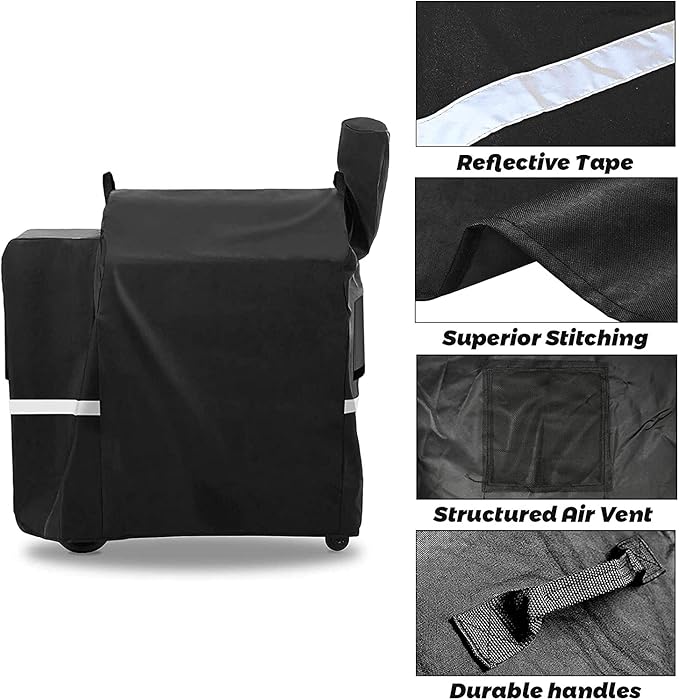 Utheer Grill Cover for Pit Boss Wood Pellet Grills, Heavy Duty 600D Waterproof Fabric Black Barbeque BBQ Grill Cover… (Medium)