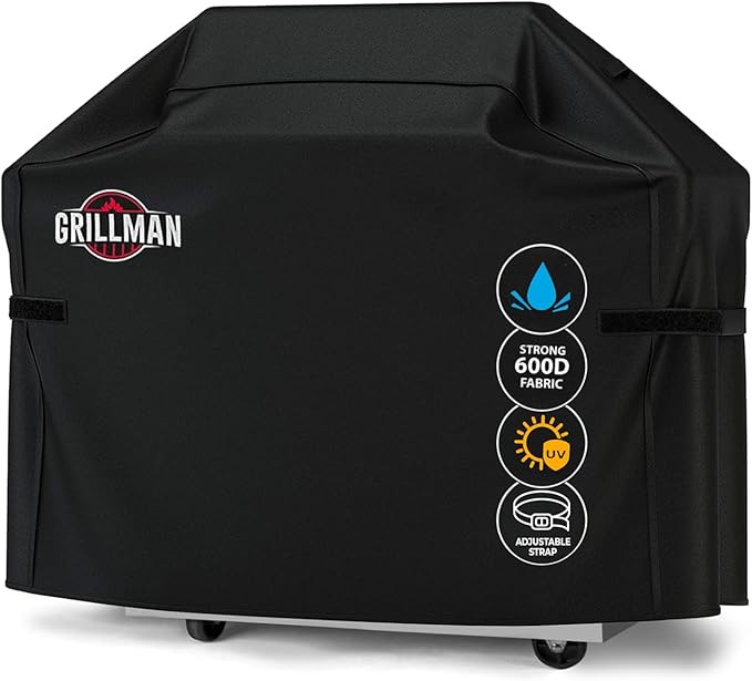 Grillman Heavy Duty BBQ Grill Cover for Outdoor Grill, 72 Inch – Waterproof, Weather Resistant, UV & Fade Resistant with Adjustable Straps – Gas Grill Cover for Weber, Genesis, Charbroil, etc. Black
