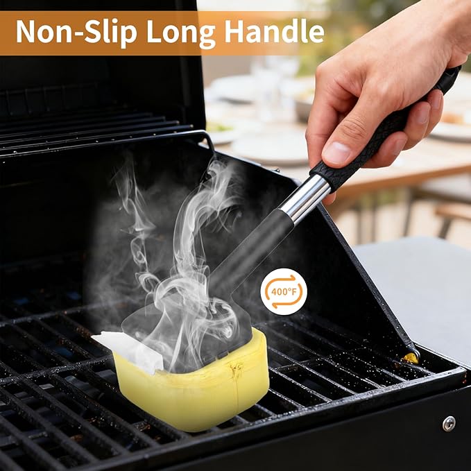 5 Pcs Bristle Free Grill Brush, Grill Cleaning Kit 20.47" Long Handle & Scraper & Replaceable Heads, Safe Grill Brush for Outdoor Grill for Any Grates Type, Grilling Gifts for Men Dad