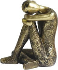 Pigort Thinker Statue Abstract Sculpture - Collectible Rustic Gold Figurine Art Home Office Bookshelf Decorative Objects Desktop Decor for Men, 3.7 x 4.6 x 3.5 inches
