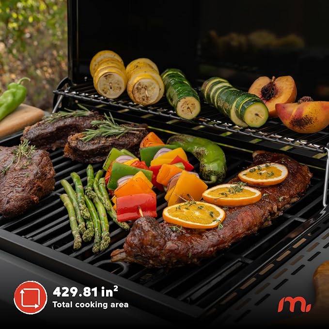 Megamaster 3-Burner Propane Gas Grill with Side Tables, 30,000BTUs, 429.81 SQ. In. Cooking Space, 2 Wheel Transport, Outdoor Kitchen Grill for BBQs, Backyards, Tailgating, and More - 720-1094