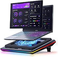 llano V12 Ultra Laptop Cooling Pad with Smart Software Control, RGB Gaming Laptop Fan Cooler Stand, 5.5" Turbo Fan, Adjustable Speed, 3-Port USB 3.0 Hub, 3 Height Stands, for 15.6"-19" Laptops, Black