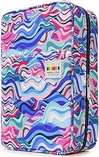 YOUSHARES Big Capacity Colored Pencil Case - 300 Slots large Pen Case Organizer with Multilayer Holder for Prismacolor Colored Pencils & Gel Pen (Wavy Blue)