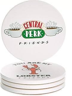Friends TV Show Merch Ceramic Drink Coasters Set of 4 with Cork Backing | Friends Home & Kitchen Decor
