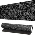 Extended Gaming Mouse Pad, Large Gaming Mouse Waterproof with Stitched Edges, Non-Slip Desktop Pad for Home and Office, Level Up Your 31.5x11.8 Inch… (Black Topographic)