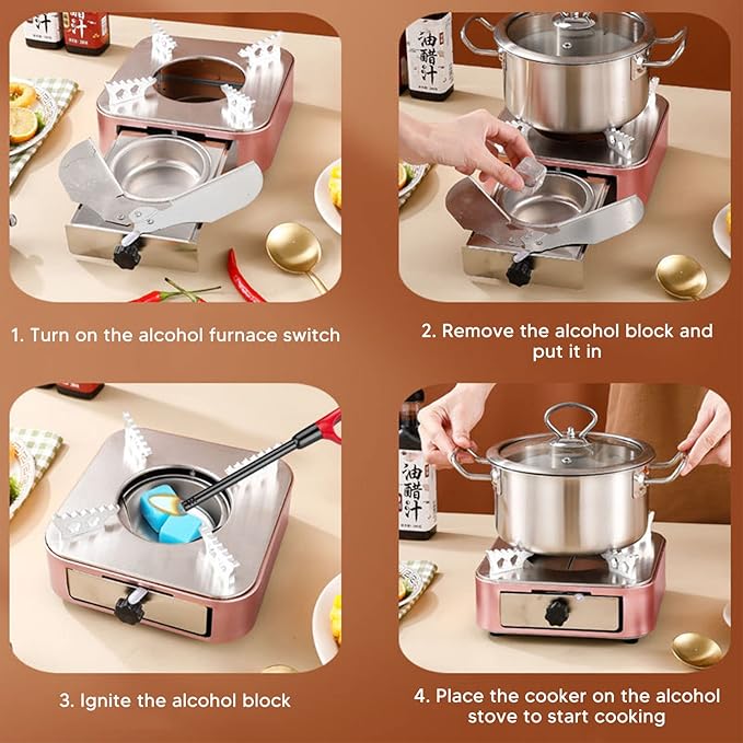 Alcohol Stove, Stainless Steel Portable Spirit Burner Backpacking Stove Burner Structure Camping Stove for Home Hiking, Silver