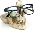 Mrlikale Skull Glasses Stand Holder, Creative Eyeglasses Holder, Sunglasses Spectacle Display Rack, Key Holder Resin Sculptures for Entryway, Home, Office, Desk, Nightstand (White)