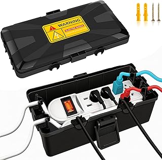 Outdoor Electrical Box (10.3 x 5.9 x 3.7 in),IP54 Waterproof Extension Cord Connection Box with 6 Cable Entry Ports,Weatherproof Outlet Cover for Power Strip,Holiday Lights,Plug, Extension Cables