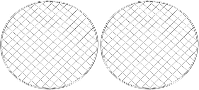 uxcell 2 Pcs Round Cooking Rack, Dia 8.9 Inch Stainless Steel Grill Grate Cross Wire Barbecue Grill for Cooking Baking Air Fryer Racks, Silver