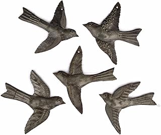 SET OF 5 Birds Wall Decor, Cute Flying Birds, Indoor Outdoor, Handmade, Wall Decorations for Living Room, 6 Inch, Haitian Art