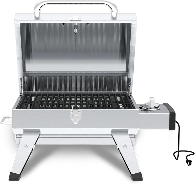 GrillPro 201119 GrillPro Table Top Portable Electric Grill in Stainless Steel