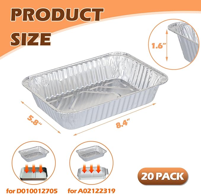 Grease Tray Liners for Monument Gas Grill Replacement Parts, Disposable Grease Box Liner for Most Monument Gas Grills Drip Pan Accessories, for‎ Monument 35633 24367 13892 Aluminum Foil Liner, 20 Pack