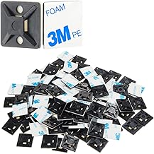 XHF 500 PCS 3/4" Black Self Adhesive Cable Zip Tie Mounts Wire Cable Clips Holders Management Anchors Organizer Holders Squares(HS-101S)