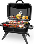 BBQCuker Portable Charcoal Grill with Warming Rack, Small Tabletop Barbecue Grill, Foldable Legs, Adjustable Vent, Total 343 Sq. In.Cooking Space, Outdoor BBQ Grill for Camping and Picnics (Black)
