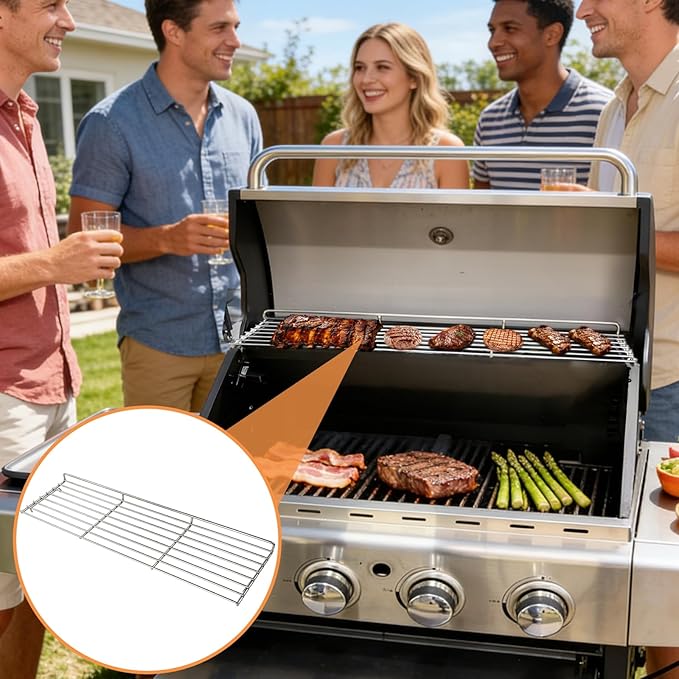 Warming Rack for Captiva Designs 4-Burner Propane Gas BBQ Grill with Side Burner Replacement Parts Hanging Rack for Captiva Designs Grill Accessories Upper Rack, Stainless Steel Cooling Rack, 1PC