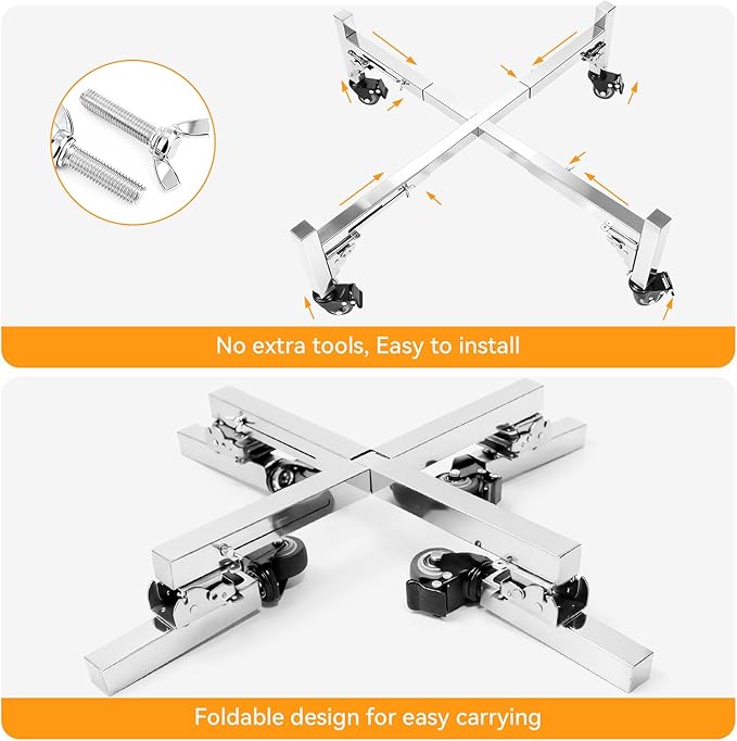 Adjustable 18-28" Rolling Firepit Stand for Solo Stove Bonfire, Yukon, Ranger Fire pit, Stainless Steel Fire Pit Stand on Wheels, Easy Mobility, Camping Accessory for Most 18-28 Inch Fire Pits