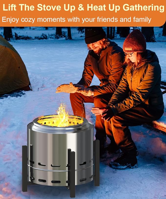 Garbuildman 15-27 Inch Universal Firepit Stand for Solo Stove Bonfire Ranger Yukon and Other 15-27" Outdoor Fire Pit, Metal Fire Pit Accessory for Outside Firepit, Outdoor Fireplace Tools, Black