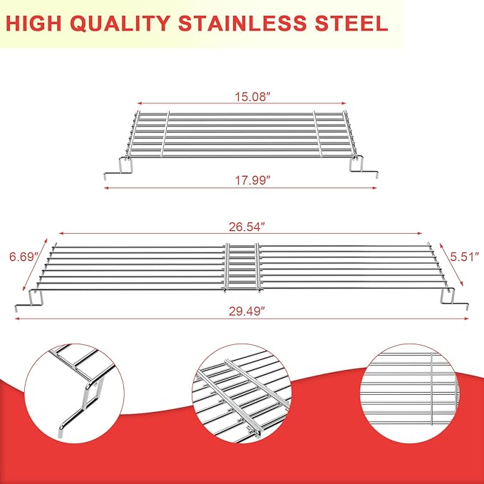 DcYourHome Adjustable Warming Rack for Charbroil 463448021 463450022 463456022 463466522 463352521 463365021 463732623 Grill Parts, Swing Away Grid for Char-Broil Performance 3/4-Burner Gas Grill