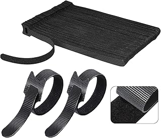 100 PCS 8 Inch Reusable Cable Ties, Adjustable Cable Management Wire Straps with Hook and Loop, Multi-purpose for Home, Office and Data Centers Organizer by QINGLER