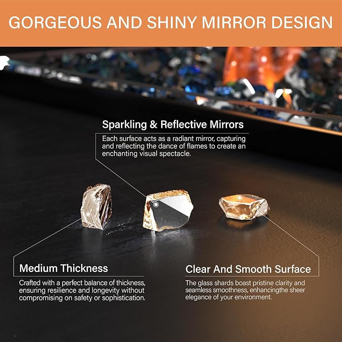 NUPICK 5 Pound Fire Glass, 1/2 Inch Reflective Fire Pit Glass, Tempered Firepit Glass Rock for Propane or Natural Gas, Glass Rocks for Fire Pit Table, Fireplace Glass for Landscaping, Rose Gold