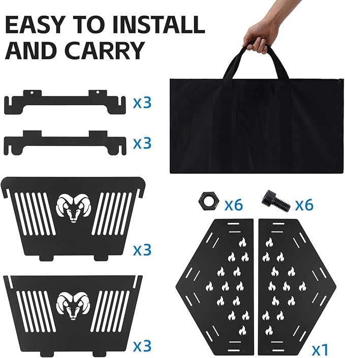 Portable Plug Fire Pit, 38.6"" Collapsible Fire Pit for Outdoor Wood Burning with Carry Bag, Folding Fire Pit for BBQ, Camping, Travel, Picnic, Backyard, Patio, black