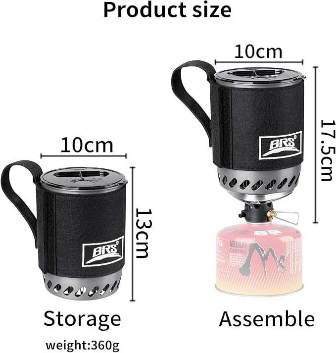 Brs-61 Camping And Backpacking Stove Cooking System 1500w Personal Cooking With Micro Adjustable Valve Burner Stainless Steel Aluminum Alloy Pot For Hiking Fishing Hunting