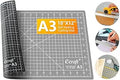 Ecraft Self Healing Cutting Mat 18x12 Inch A3, 5-Ply Double Sided Rotary Cutting Board with Grid, Grey/Black for Sewing, Quilting, Fabric & Craft Projects