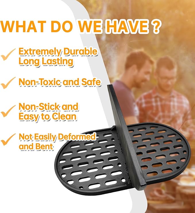 Cast Iron Cooking Grates with Divider for Primo Oval XL Grill Parts,Charcoal Grids Primo Oval Large 400.