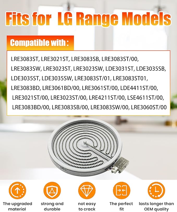 10" Radiant Surface Heating Element 2500watt OEM Fits For LG Range/Stove/Ovens，Replaces MEE62385101