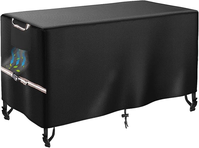 WICKTICK Rectangular Gas Fire Pit Table Cover 52 x 34 inch, Waterproof 600D Heavy Duty Fire Table Cover for 48 - 52 inch Patio Propane Firepit Tables