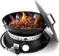 19" Propane Gas Fire Pit with Auto Flame-Out Gas Shut-Off, Portable with Lid & Carry Handle, 58,000 BTU, 10 FT Hose, 8 lb Lava Rocks for Camping, RV, Patio, Backyard,Propane Fire Pit for Camping