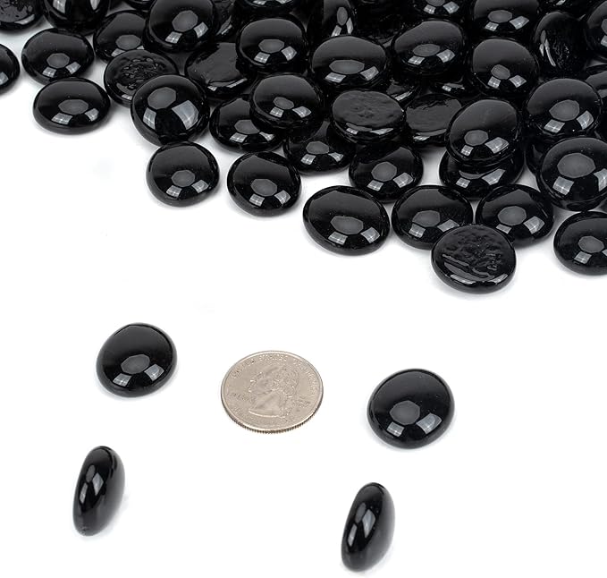 Mr. Fireglass 10 Pound Fire Glass Beads, 1/2" Reflective Round Fire Glass Drops for Fireplace Fire Pit & Lanscaping, High Luster Onyx Black