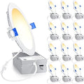 Ensenior 12 Pack 6 Inch LED Recessed Light, Dimmable, 2700K-5000K 5CCT, 1200LM High Brightness, 12W 120V, Damp Rated, Ultra-Thin Canless Wafer Ceiling Light - ETL & FCC & IC