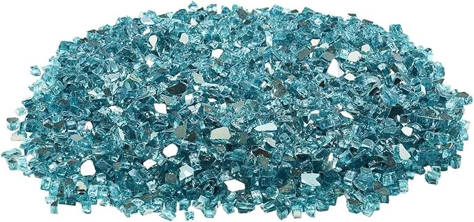 VEVOR Fire Glass, 20 lbs, Aqua Blue, 1/2 Inch High-Temperature Resistant Fireplace Rocks, Reflective & Smokeless Fire Pit Glass for Outdoor Table, Landscaping
