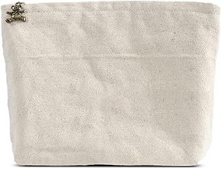 HAPPYHEIDI Canvas Pouch for Tools, Painting Pouch, Raw White, Cotton Blend, Solid, Zipper, 7.1x2.4x7 Inches, Natural