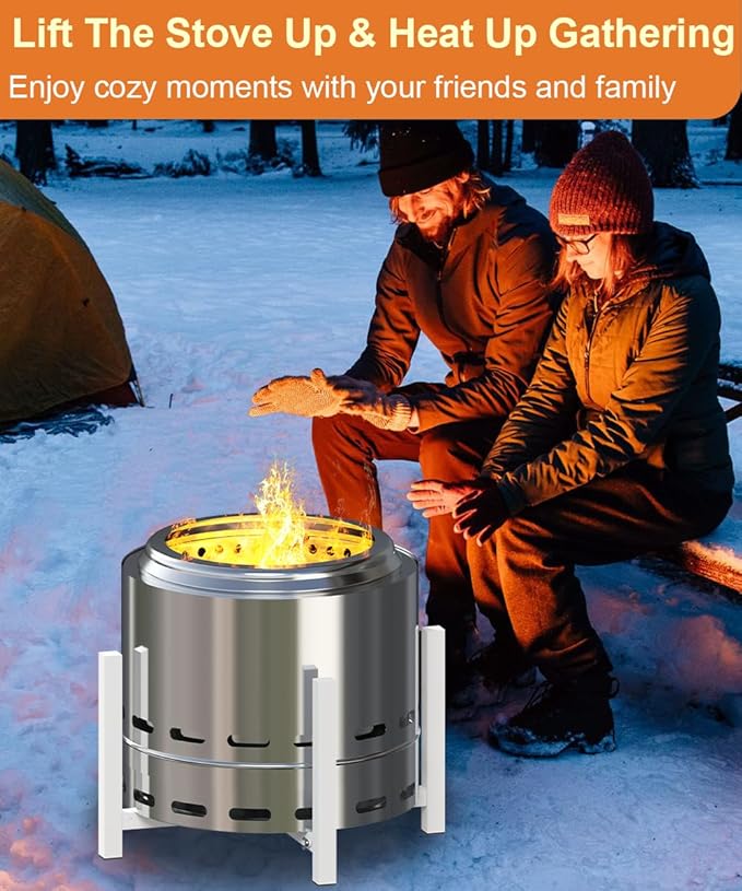Garbuildman 15-27 Inch Universal Firepit Stand for Solo Stove Bonfire Ranger Yukon and Other 15-27" Outdoor Fire Pit, Metal Fire Pit Accessory for Outside Firepit, Outdoor Fireplace Tools, White