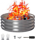 PROWORX 36 Inch Outdoor Fire Pit Ring, Round Galvanized Portable Fire Pit for Camping, Metal Steel Bonfire Fire Ring for Outside, Backyard