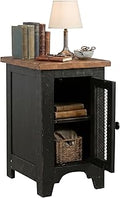 Signature Design by Ashley Valebeck Rustic Farmhouse Chair Side End Table with Cabinet Door, Distressed Black