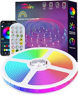 Tenmiro Upgraded Smart IC 30ft LED Lights for Bedroom, Multiple Colors on One Line LED Strip Lights, Bluetooth APP Control Music Sync Color Changing Strip Lights for Room Home Party Decoration