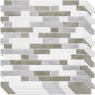 STICKGOO Peel and Stick Backsplash - 10 Sheets of 12”×12” - 3D Self Adhesive Peel and Stick Tile Backsplash for Kitchen & Bathroom