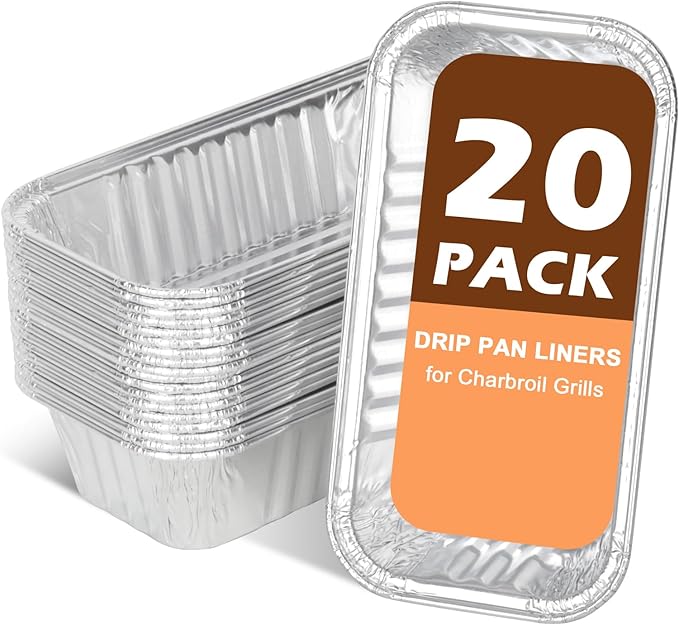 9328812P06 Drip Tray Liners for CharBroil G325-5703-W1 G416-0015-W1 Grease Pan, Aluminum Foil Grease Tray for CharBroil Performance 463365021 463448021 Grill Replacement Parts, 20 Pack