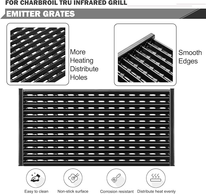 463672016 Emitter Plates Replacement for Charbroil Performance 2 Burner Tru Infrared Grill Parts 463672416 463672419 463633316 463672216 Grill Grates 463672019 463672219 Emitter Panel Searing Grates