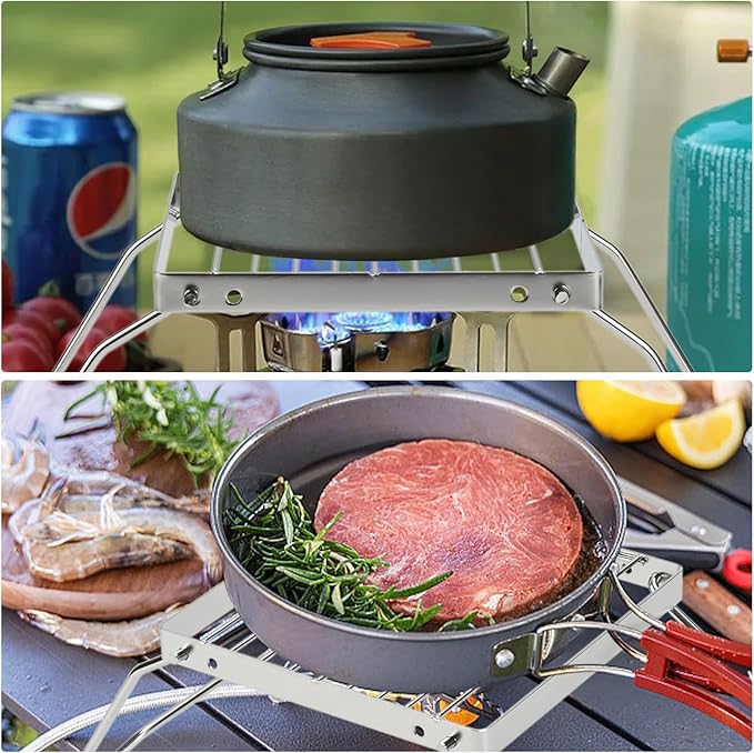 2pcs Folding Campfire Grill, 304 Stainless Steel Portable Campfire Grill Grate Small Camping Campfire Grill Grate Over Fire Pit Camping Grill for Outdoor Backpacking BBQ