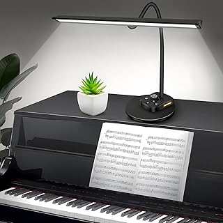 Piano Light, Upgraded LED Piano Lamp for Grand/Upright & Digital Pianos, Music Stand Lamp with Adjustable Gooseneck, Auto-Off Timer, 5 Color Modes Dimmable & USB Charging Port Eye-Care Desk Light