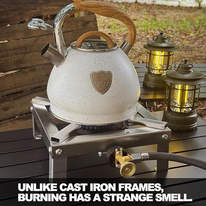 LetFeng Stainless Steel Outdoor Cooking High Power Gas Burner Single Propane Burner with 4ft 0-20Psi Hose Propane Burner 150,000 BTU Great for Outdoor Cooking Camping, Tailgating, Home Brewing Sliver