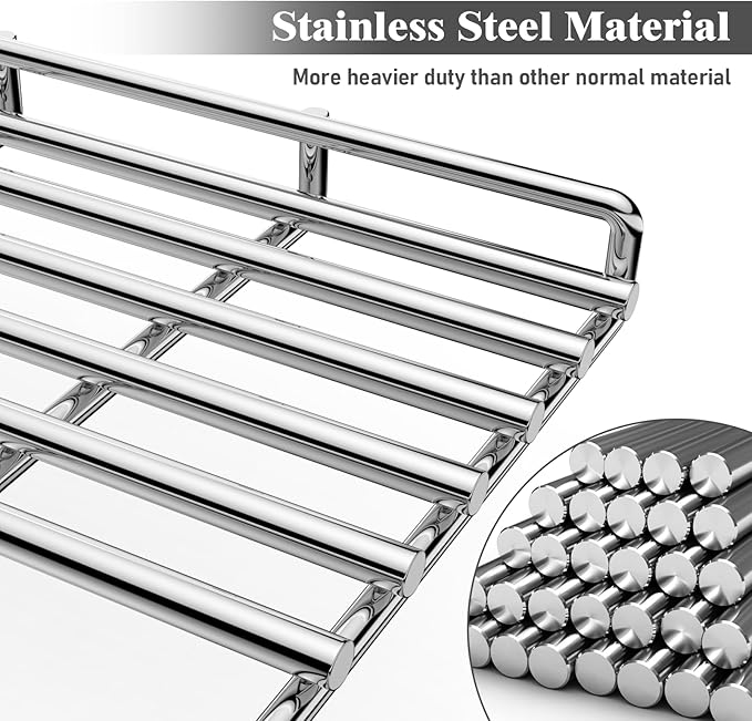 66045 Warming Rack for Weber Genesis II 400/II-S-410/II-SE-410 GS4 4-Burner Grill Accessory, Grill Parts for Weber Genesis II 400 Series, Foldable Stainless Steel Warming Rack for Genesis 66045