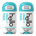 hello Clean and Fresh Aluminum Free Deodorant for Women and Men with Charcoal, 24-Hour Freshness, Baking Soda Free Deodorant, Dermatologically Tested, 2.6 oz Stick (2 Pack)
